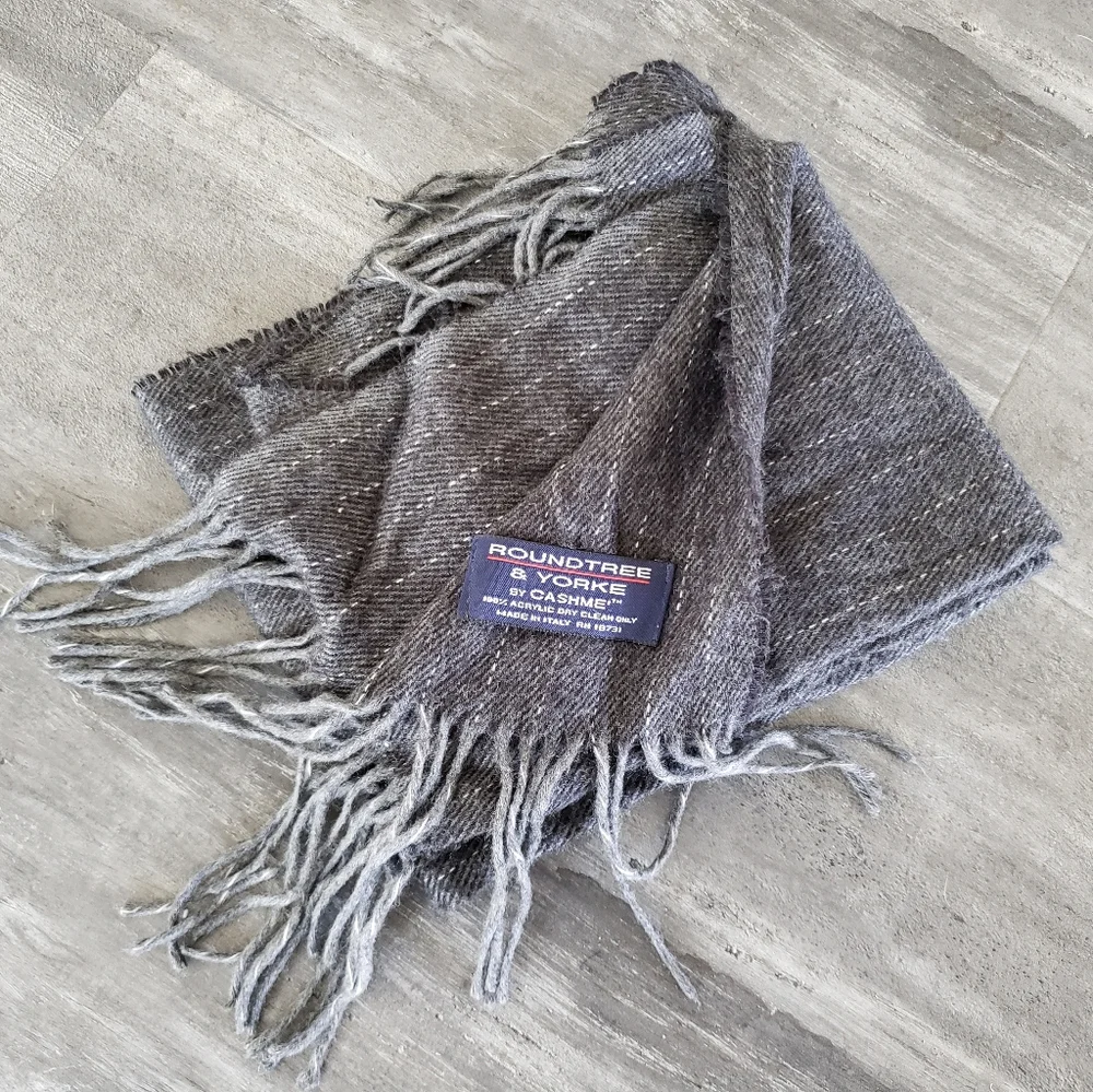 Dark Grey Pinstriped R&Y Cashmere Scarf